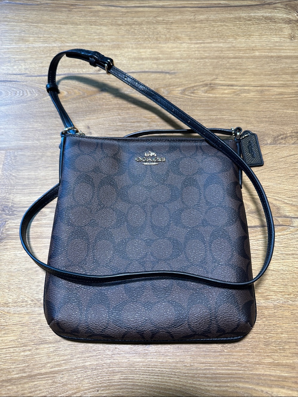 Coach Brown/Black Monogram Crossbody with Black Trim